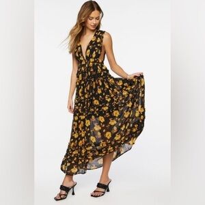 NWT Forever 21 yellow/ black floral Maxi